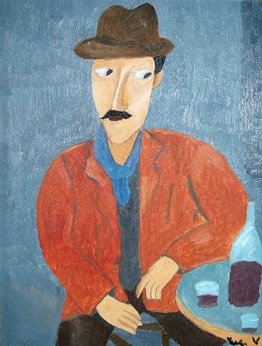 YIMACBJXX Bekannt Abstrakter Druck Malerei Poster Mann mit einem Weinglas von amedeo modigliani Berühmte Leinwand für Heimtextilien 60x90cm von YIMACBJXX