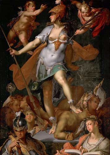 YIMACBJXX Bekannt Abstrakter Druck Malerei Poster Minerva siegt über die Unwissenheit von Bartholomaeus Spranger Berühmte Leinwand für Heimtextilien 60x90cm von YIMACBJXX