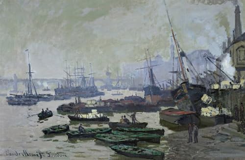 YIMACBJXX Bekannt Graffiti Leinwanddruck Dekorative Bilder Boote Im Pool Von London Von Claude Monet Vintage Wandbild für Office Home Decor 60x90cm von YIMACBJXX