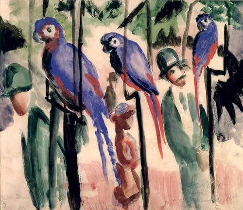 YIMACBJXX Bekannt Leinwand Drucken Poster Wandbilder Blaue Papageien von august macke Modern Poster für Wohnzimmerdekoration 60x90cm von YIMACBJXX