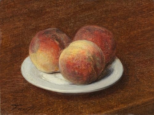 YIMACBJXX Bekannt Leinwand Drucken Poster Wandbilder Drei Pfirsiche auf einem Teller von Henri Fantin Latour Modern Poster für Wohnzimmerdekoration 60x90cm von YIMACBJXX