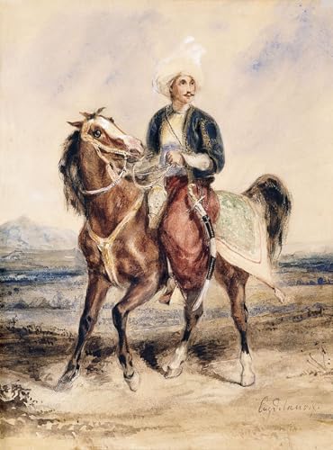 YIMACBJXX Bekannt Leinwand Drucken Poster Wandbilder Ein Arabon Zu Pferd in Einer Landschaft Von Ferdinandeugene Delacroix Modern Poster für Wohnzimmerdekoration 60x90cm von YIMACBJXX