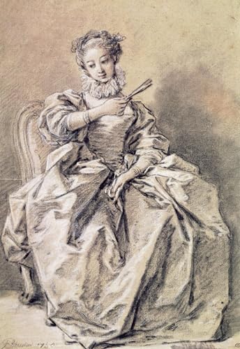 YIMACBJXX Bekannt Leinwand Drucken Poster Wandbilder Frau in spanischer Tracht, Kohle und weiße Kreide auf Papier von François Boucher Modern Poster für Wohnzimmerdekoration 60x90cm von YIMACBJXX