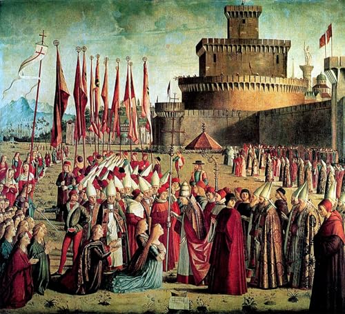 YIMACBJXX Bekannt Leinwand Drucken Poster Wandbilder die Pilger werden von Vittore Carpaccio empfangen Modern Poster für Wohnzimmerdekoration 60x90cm von YIMACBJXX
