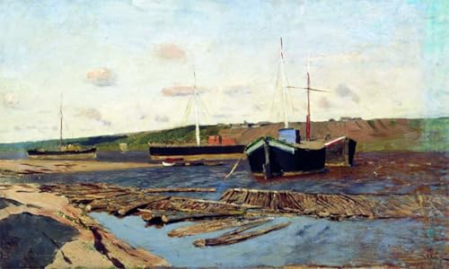 YIMACBJXX Bekannt Leinwand Wandkunst Kunst Poster Lastkähne von isaac levitan klassischer Kunstdruck für Schlafzimmer Home Decor 60x90cm von YIMACBJXX