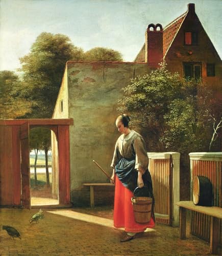 YIMACBJXX Bekannt Poster Bilder Wandkunst Malen Der Diener im Hof von Pieter De Hooch Leinwandbilder Graffiti für Wanddekoration 60x90cm von YIMACBJXX