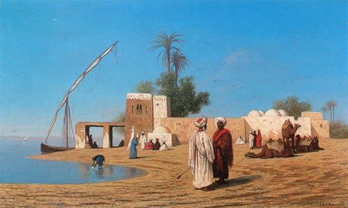 YIMACBJXX Bekannt Poster Bilder Wandkunst Malen Un vilagebords de nil haute egypte von charles theodore Frere Leinwandbilder Graffiti für Wanddekoration 60x90cm von YIMACBJXX