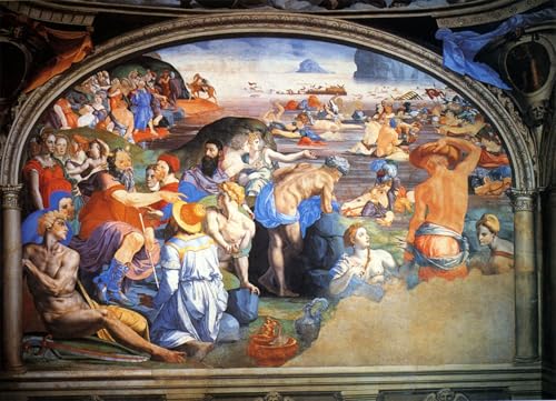 YIMACBJXX Bekannt Poster Bilder Wandkunst Malen die Überquerung des Roten Meeres Agnolo Bronzino Leinwandbilder Graffiti für Wanddekoration 60x90cm von YIMACBJXX