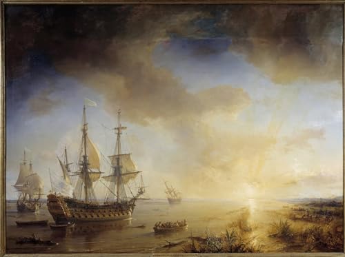 YIMACBJXX Berühmte Gemälde Abstrakter Druck Malerei Poster Expedition von Robert Cavelier De La Salle nach Louisiana von Jean Antoine Theodore Gudin Berühmte Leinwand für Heimtextilien 60x90cm von YIMACBJXX