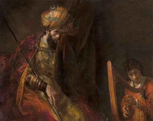 YIMACBJXX Berühmte Gemälde Graffiti Leinwanddruck Dekorative Bilder Saul und Davida. von Rembrandt Van Rijn Vintage Wandbild für Office Home Decor 60x90cm von YIMACBJXX