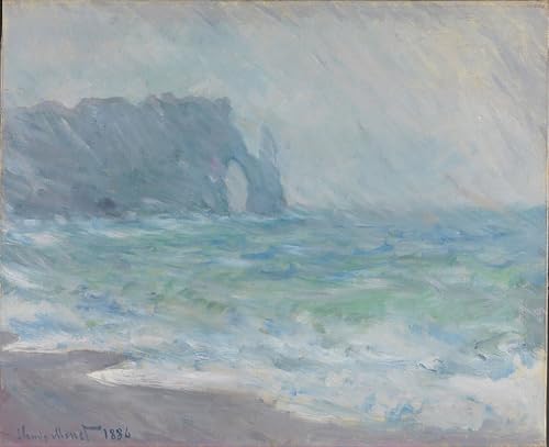YIMACBJXX Berühmte Gemälde Leinwand Drucken Poster Wandbilder Regen in Étretat Von Claude Monet Modern Poster für Wohnzimmerdekoration 60x90cm von YIMACBJXX