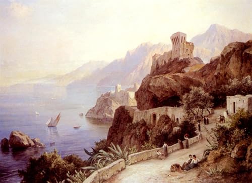 YIMACBJXX Berühmte Gemälde Leinwand Wandkunst Kunst Poster Die bucht von salerno von friedrich dem jüngeren preller klassischer Kunstdruck für Schlafzimmer Home Decor 60x90cm von YIMACBJXX