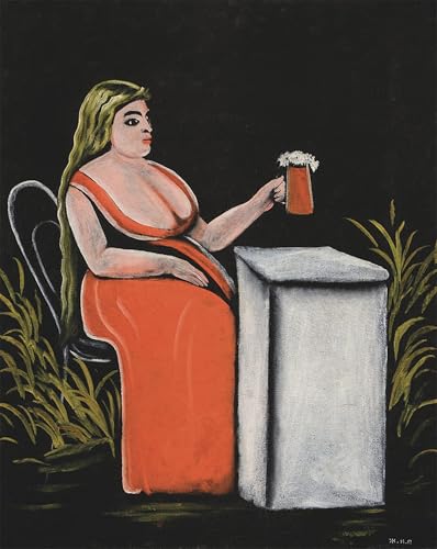 YIMACBJXX Berühmte Gemälde Leinwand Wandkunst Kunst Poster Frau mit bierkrug von niko pirosmani klassischer Kunstdruck für Schlafzimmer Home Decor 60x90cm von YIMACBJXX