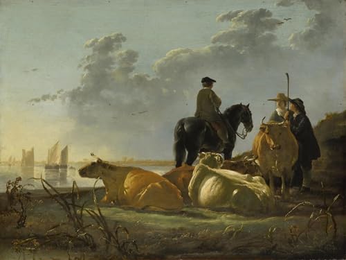 YIMACBJXX Berühmte Gemälde Poster Bilder Wandkunst Malen baauern und Tier von Aelbert Cuyp Leinwandbilder Graffiti für Wanddekoration 60x90cm von YIMACBJXX