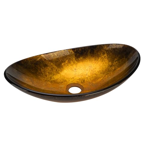 Gefäßspüle 47 x 30 cm Badezimmer Oval Waschbecken Gehärtetes Glas Transparent Kunst Waschbecken Runde Schüssel Moderne Arbeitsplatte Schüssel Waschbecken von YIMAI Ingenuity