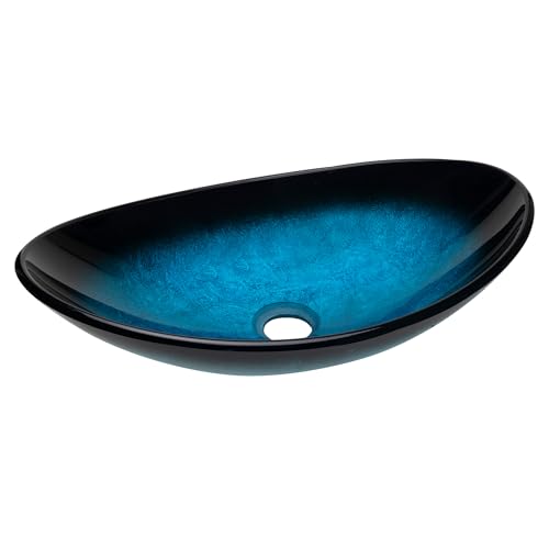 Gefäßspüle 47 x 30 cm Badezimmer Oval Waschbecken Gehärtetes Glas Transparent Kunst Waschbecken Runde Schüssel Moderne Arbeitsplatte Schüssel Waschbecken von YIMAI Ingenuity