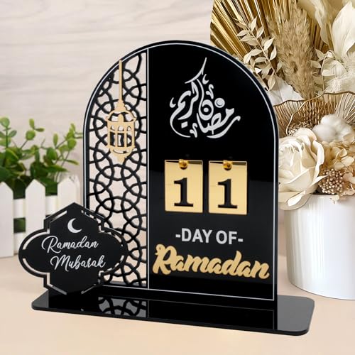 Neuer Ramadan Kalender 2024, DIY Ramadan Deko aus Acryl, Eid Mubarak Kalender Dekoration, Ramadan Kalender Kinder, Ramadan Mubarak Deko Wohnzimmer, Eid Mubarak Geschenke (Schwarz) von YIMAKJ