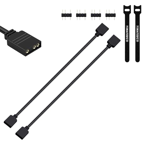 YIMATEECO ARGB Verlängerungskabel 5V 3-polig Adressierbarer ARGB Splitter-kabel Buchse auf Buchse Fan Splitter LED Synchronkabel Draht für CPU-Kühler und LED-Serien (30CM, 2Stü, 1 auf 1, Schwarz) von YIMATEECO