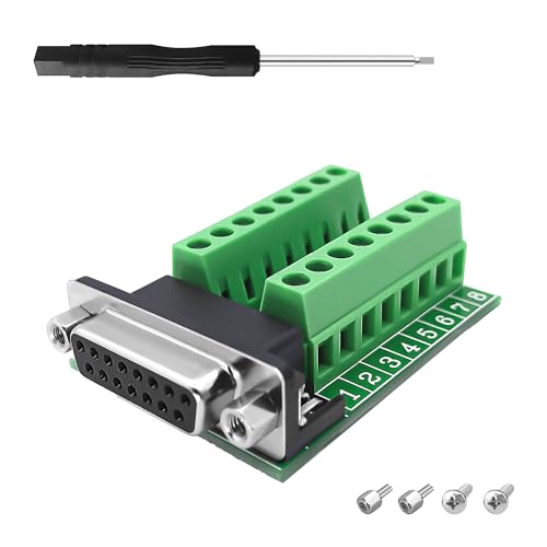 YIMATEECO DB9 Buchse auf Terminal Block Lötfreies Schraubklemmenblock Breakout Board Adapter Konverter Anschlussklemme Umwandlungsplatine (DB9 auf Terminal Block Adapter, 1PC, Grün) von YIMATEECO