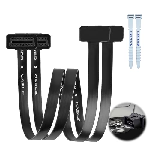 YIMATEECO OBD2 Verlängerungskabel Diagnosegerät, Auto OBD II Diagnosekabel 16Pin Stecker auf Buchse Adapter Extender Flachbandkabel Diagnosestecker Ultra Low Profile OBD Kabel (100CM, 2Stü) von YIMATEECO