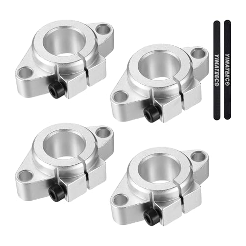 YIMATEECO SHF20 Schaftstützblöcke Linearführung Wellenhalter, 4 Stück lineare Schienenwelle Aluminium Flanschbefestigung Linear Bewegung Wellenunterstützungsblöcke für CNC, 3D-Drucker von YIMATEECO