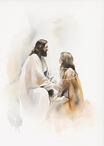 Aquarell Jesus Porträt Boho Christian Wand Kunst Poster Drucke Leinwand Malerei Wand Bild Für Wohnzimmer Dekoration A28 21X30Cm Kein Rahmen von YIMESOY