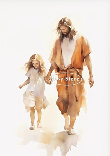 Aquarell Jesus Porträt Boho Christian Wand Kunst Poster Drucke Leinwand Malerei Wand Bild Für Wohnzimmer Dekoration A6 21X30Cm Kein Rahmen von YIMESOY