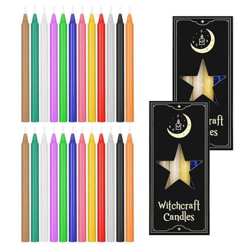 YIMETOP Stabkerzen Bunt, 24 Stück Kleine Kerzen, Stabkerzen, Spitzkerzen Höhe 16 cm ø 1,2 cm, Bunte Kerzen,Rituals Kerze, Tisch Dekoration, Bankett, Hochzeit von YIMETOP