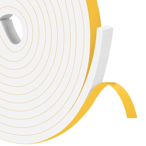 YIMIKI Schaumstoff Türdichtung Selbstklebend 12mm(B) x6mm(D), Lärm Schalldämmung Wasserdicht Fenster-Türdichtungsband für Kollision Siegel, Anti Warme Kälte-Wind, Staubdicht Tür Dichtung, Gesamt 4M von YIMIKI