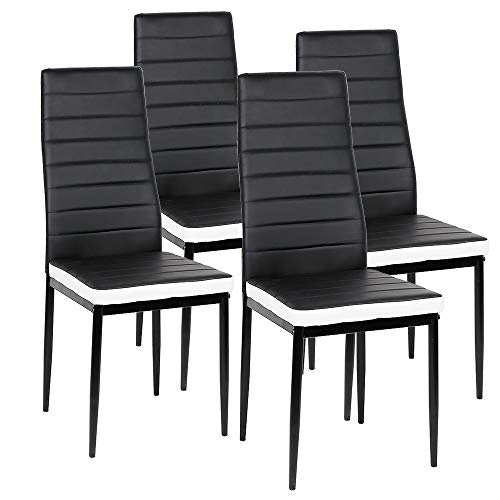 YIMING Set mit 4 Stühlen für Esszimmerstühle, Rückenlehne, Küchenstühle, Füße aus Metall (schwarz, weiß, 40 × 39 × 98 cm) von YIMING