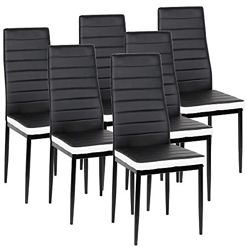 YIMING Set mit 6 Stühlen für Esszimmerstühlen, Rückenlehne Set, Küchenstühle, Füße aus Metall (schwarz, weiß, 40 × 39 × 98 cm) von YIMING