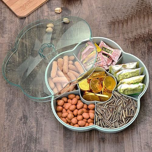 YIMINI Snackschalen Serviertablett, Snack Aufbewahrungsbox mit Deckel, Kunststoff Süssigkeiten Teller Set, Snackteller mit Fächern Obstplatte, für Nüsse, Süßigkeiten Und Trockenfrüchte von YIMINI
