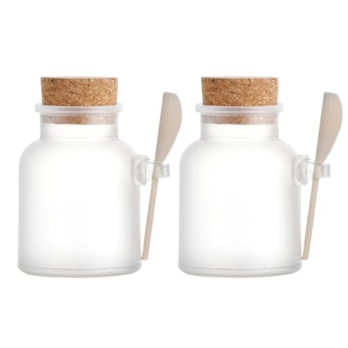YIMINI luftdichte Gewürzgläser mit Deckel, Küchentöpfe mit Kork und Löffel, Flasche mit Korklöffel, für Gewürze, Salz, Körperpflege (2 Stück, 500ml) von YIMINI
