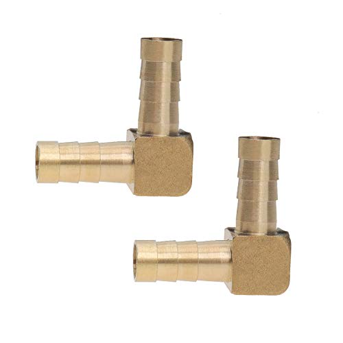 YINETTECH 2 Stück 8 mm Widerhaken Messing Schlauchverschraubung 90 Grad Bogen Kraftstoffschlauch Verbindungsstück Rohrverbinder Adapter 5/16 Zoll Gold für Luft, Wasser, Kraftstofföl von YINETTECH