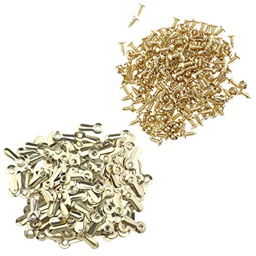 YINETTECH 200pcs Gold 3/4" Bild Fotorahmen Drehknöpfe Befestigungselemente mit 200 Stücke Schrauben Aufhängen Bildern Fotos Zeichnen von YINETTECH