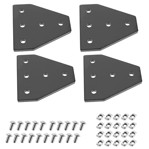 YINETTECH 4 Stück T-Form Eckhalterungsplatte 60x60x4mm 5-Loch Verbindungshalterung Kompatibel mit 2020 Serie Mishmi Serie Offene Bauten V-Schlitz Aluminium Extrusionsprofil von YINETTECH