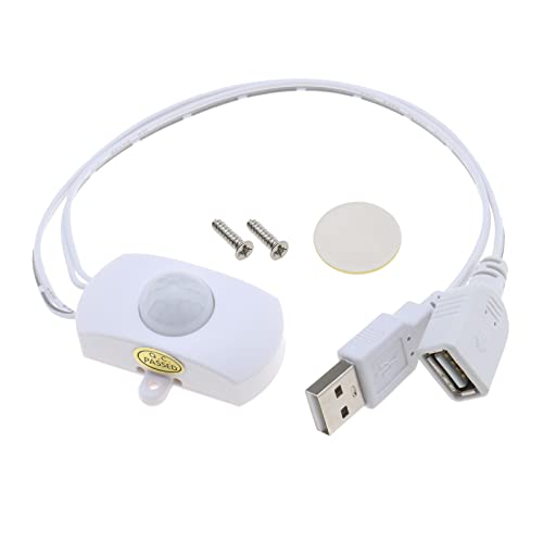 YINETTECH PIR-Bewegungssensor Schalter DC 5V-24V 4A Anwesenheitssensor Schalter für LED-Beleuchtung PIR Infrarot Bewegungssensor Detektor Automatischer Schalter LED Streifen USB Schnittstelle Weiß von YINETTECH