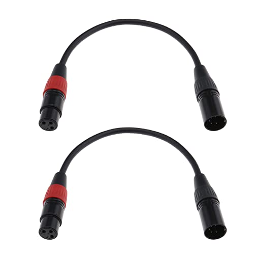 YINETTECH XLR3F auf XLR5M Adapterkabel Audiokabel zum Anschluss von Mikrofonmischern, Schwarz, 2 Stück von YINETTECH