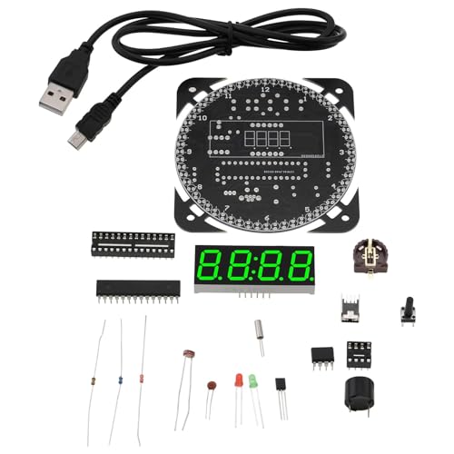 YINETTECH 1 Set DIY Rotierende Digital LED Display Modul Alarm Elektronische Digitaluhr Kit 51 SCM Lerntafel Löten Praxis DIY Timer Kit für Zuhause Schule Büro Grün von YINETTECH