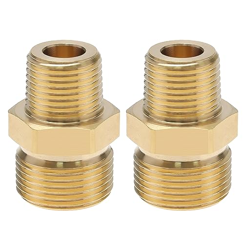 YINETTECH 2 Stück Hochdruckreiniger-Kupplung aus Messing, 3/8 Zoll NPT-Stecker auf M22 14-mm-Stecker Adapteranschluss, 4500 PSI Außengewinde, Hochdruckreiniger-Schlauchanschluss-Konverter von YINETTECH