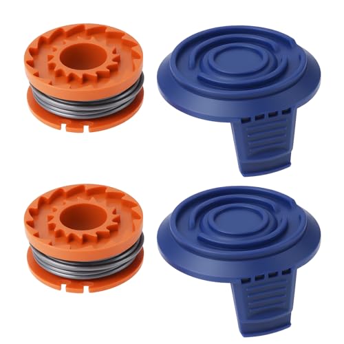YINETTECH 2 Stück Rasentrimmer-Spule Und Schnur Und Abdeckung MC486 Kompatibel mit MacAllister MGT1825Li MGT1827Li YINETTECH 2 Stück Rasentrimmer-Spule Und Schnur Und Abdeckung MC486 Kompatibel mit MacAllister MGT1825Li MGT1827Li von YINETTECH