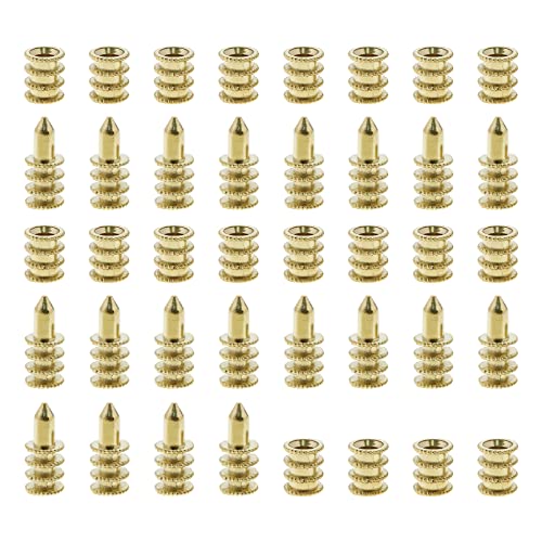 YINETTECH 20PCS Table Bolt Sleeve Connectors Table Leaf Dowel Pins with Sockets Zinc Alloy Table Top Leaf Alignment Pins for Wooden Furniture Cabinet Table Chair von YINETTECH