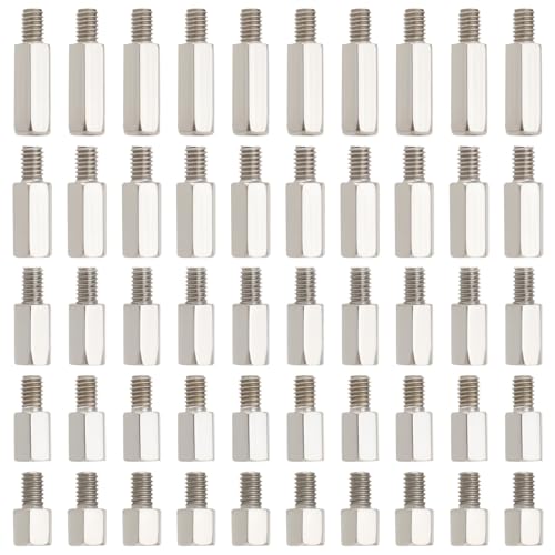 YINETTECH 50 Stück M4-Gewindebolzen Männlich Zu Weiblich 6 + 6 Mm 8 + 6 Mm 10 + 6 Mm 12 + 6 Mm 15 + 6 Mm PCB-Abstandsbolzen mit Langer Säule Sechseckig Vernickelter Kohlenstoffstahl von YINETTECH