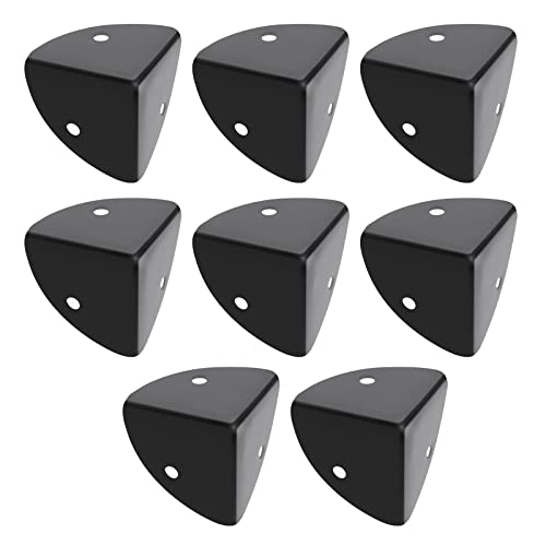 YINETTECH 8 Stück 39 mm Eckwinkel Brace Protectors Scalloped Metal Right Angle Corner Guards for Wooden Box Desk Chest Case Flightcase Black von YINETTECH