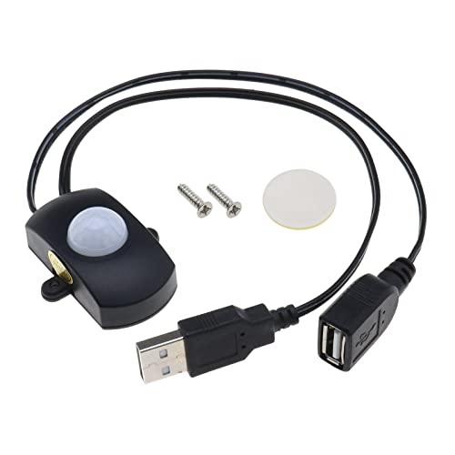 YINETTECH PIR Bewegungssensor Schalter DC 5V-24V 4A Anwesenheitssensor Schalter für LED Beleuchtung PIR Infrarot Detektor Automatischer Schalter LED Streifen USB Schnittstelle Schwarz von YINETTECH