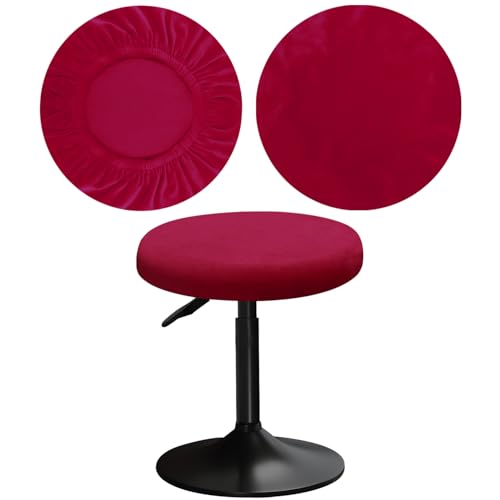 YINGAYOU Runder Samt Hocker Abdeckung 12-16 "/30-40cm Bar Hocker Abdeckung sehr weich elastisch Faltenbeständig, waschbar (1, Burgunderrot) von YINGAYOU