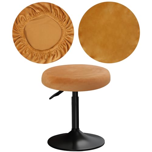 YINGAYOU Runder Samt Hocker Abdeckung 12-16 "/30-40cm Bar Hocker Abdeckung sehr weich elastisch Faltenbeständig, waschbar (1, Khaki) von YINGAYOU