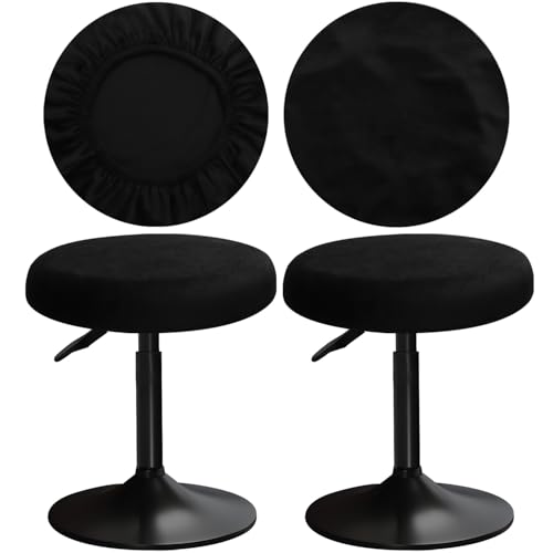 YINGAYOU Runder Samt Hocker Abdeckung 12-16 "/30-40cm Bar Hocker Abdeckung sehr weich elastisch Faltenbeständig, waschbar (2, Schwarz) von YINGAYOU