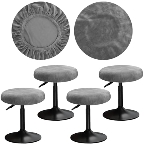 YINGAYOU Runder Samt Hocker Abdeckung 12-16 "/30-40cm Bar Hocker Abdeckung sehr weich elastisch Faltenbeständig, waschbar (4, Grau) von YINGAYOU
