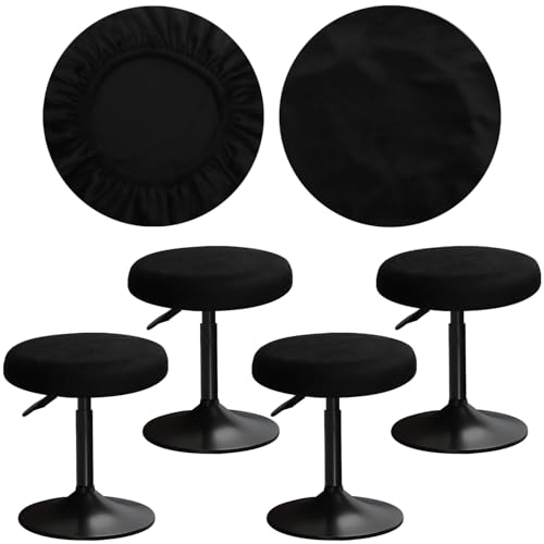 YINGAYOU Runder Samt Hocker Abdeckung 12-16 "/30-40cm Bar Hocker Abdeckung sehr weich elastisch Faltenbeständig, waschbar (4, Schwarz) von YINGAYOU
